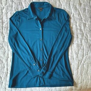 Teal knit drapey Button-Up Shirt